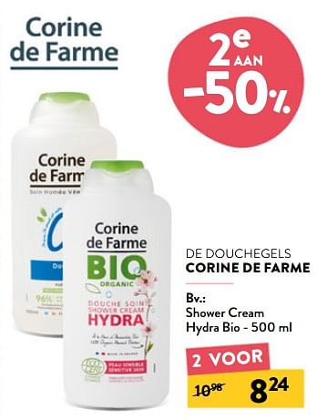 Promoties Shower cream hydra bio - Corine de farme - Geldig van 29/06/2022 tot 12/07/2022 bij DI