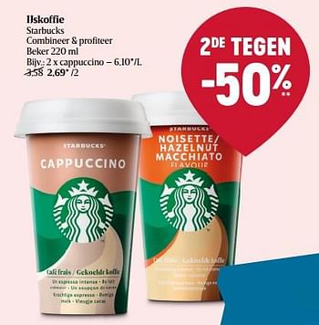 Promoties Ijskoffie starbucks cappuccino - Starbucks - Geldig van 30/06/2022 tot 06/07/2022 bij Delhaize