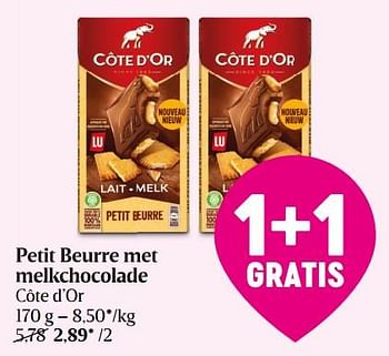 Promoties Petit beurre met melkchocolade côte d’or - Cote D'Or - Geldig van 30/06/2022 tot 06/07/2022 bij Delhaize