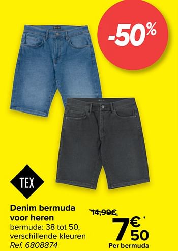 Promoties Denim bermuda voor heren - Tex - Geldig van 01/07/2022 tot 31/07/2022 bij Carrefour