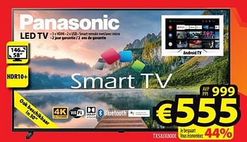 Promotions Panasonic led tv tx58jx800e - Panasonic - Valide de 01/07/2022 à 31/07/2022 chez ElectroStock