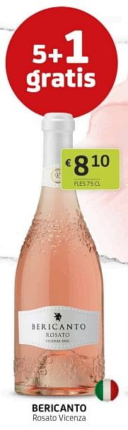 Promotions Bericanto rosato vicenza - Vins rosé - Valide de 01/07/2022 à 14/07/2022 chez BelBev