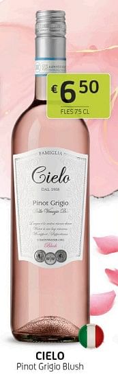 Promoties Cielo pinot grigio blush - Rosé wijnen - Geldig van 01/07/2022 tot 14/07/2022 bij BelBev