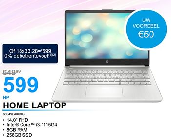 Promoties Hp home laptop 66b49ea#uug - HP - Geldig van 01/07/2022 tot 31/07/2022 bij Auva