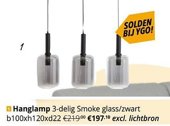 Promoties Hanglamp 3-delig - Huismerk - Ygo - Geldig van 01/07/2022 tot 31/07/2022 bij Ygo