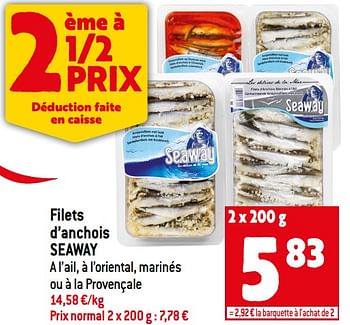 Promotions Filets d’anchois seaway - Seaway - Valide de 29/06/2022 à 05/07/2022 chez Match