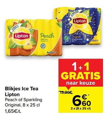 Promotions Blikjes ice tea lipton - Lipton - Valide de 29/06/2022 à 11/07/2022 chez Carrefour
