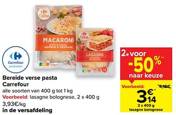 Promoties Lasagne bolognese - Huismerk - Carrefour  - Geldig van 29/06/2022 tot 11/07/2022 bij Carrefour
