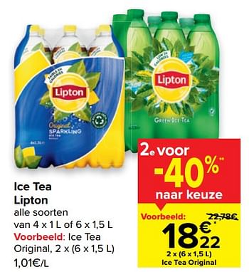 Promoties Ice tea original - Lipton - Geldig van 29/06/2022 tot 11/07/2022 bij Carrefour