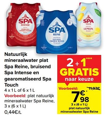 Promoties Plat natuurlijk mineraalwater spa reine - Spa - Geldig van 29/06/2022 tot 11/07/2022 bij Carrefour