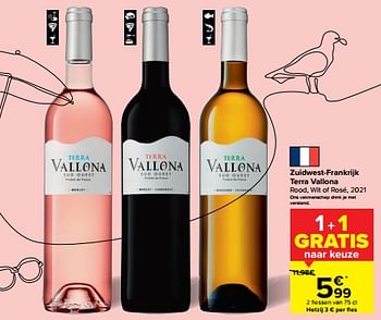 Promoties Zuidwest-frankrijk terra vallona rood wit of rosé - Rode wijnen - Geldig van 29/06/2022 tot 11/07/2022 bij Carrefour