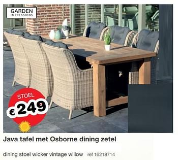Promoties Dining stoel wicker vintage willow - Garden Impressions - Geldig van 04/07/2022 tot 15/08/2022 bij Europoint