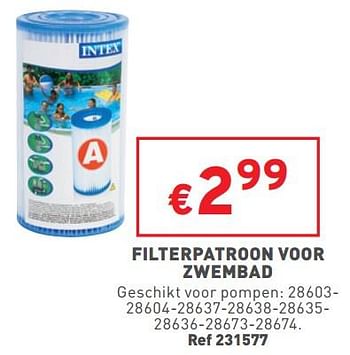 Promotions Filterpatroon voor zwembad - Intex - Valide de 06/07/2022 à 11/07/2022 chez Trafic