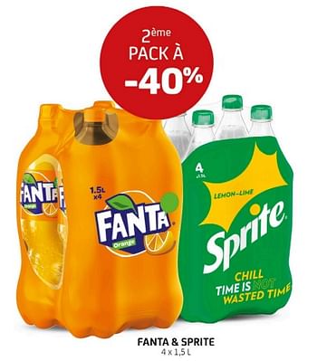 Promotions Fanta + sprite 2ème pack à -40% - Produit maison - BelBev - Valide de 01/07/2022 à 14/07/2022 chez BelBev