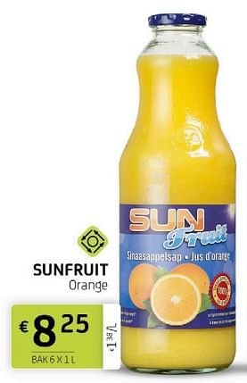 Promotions Sunfruit orange - sunfruit - Valide de 01/07/2022 à 14/07/2022 chez BelBev
