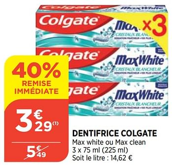 Promotions Dentifrice colgate - Colgate - Valide de 29/06/2022 à 04/07/2022 chez Atac