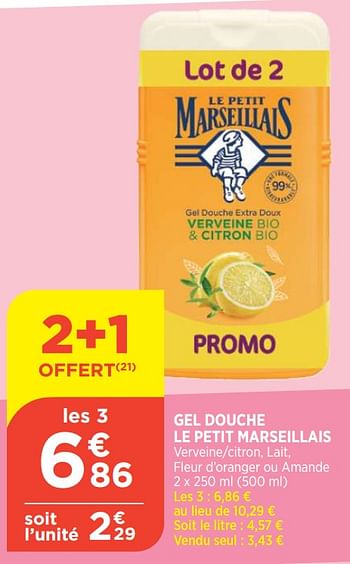 Promoties Gel douche le petit marseillais - Le Petit Marseillais - Geldig van 29/06/2022 tot 04/07/2022 bij Atac