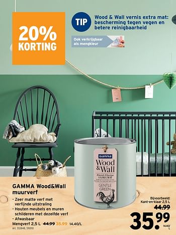 Promoties Gamma wood+wall muurverf - Gamma - Geldig van 29/06/2022 tot 02/07/2022 bij Gamma