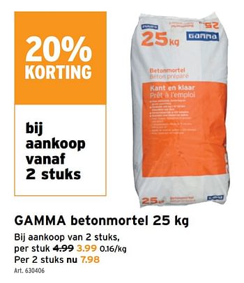 Promotions Gamma betonmortel - Gamma - Valide de 29/06/2022 à 02/07/2022 chez Gamma