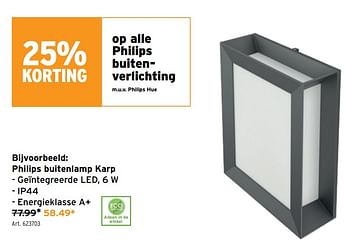 Promoties Philips buitenlamp karp - Philips - Geldig van 29/06/2022 tot 02/07/2022 bij Gamma