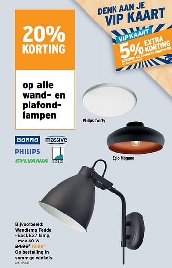 Promoties Wandlamp fedde - Huismerk - Gamma - Geldig van 29/06/2022 tot 02/07/2022 bij Gamma