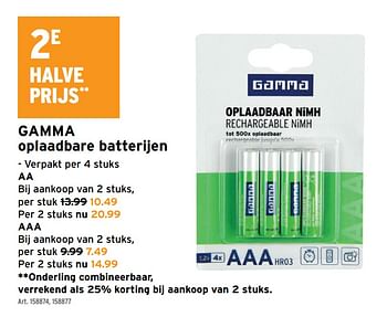 Promoties Gamma oplaadbare batterijen aa - Gamma - Geldig van 29/06/2022 tot 02/07/2022 bij Gamma