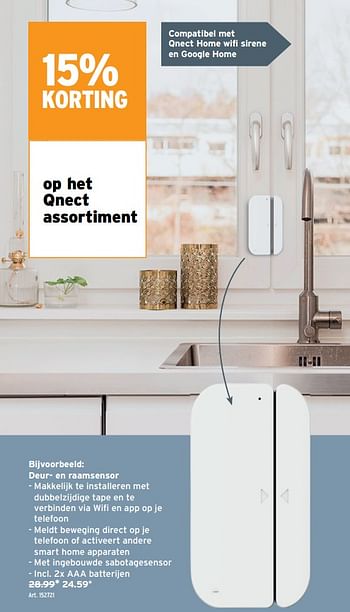 Promoties Qnect deur- en raamsensor - Qnect - Geldig van 29/06/2022 tot 02/07/2022 bij Gamma