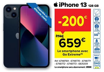 Promotions Apple iphone 13 128 gb - Apple - Valide de 29/06/2022 à 04/07/2022 chez Carrefour