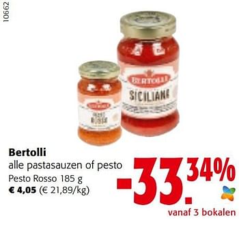 Promoties Bertolli pesto rosso - Bertolli - Geldig van 29/06/2022 tot 12/07/2022 bij Colruyt