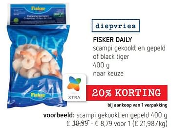 Promoties Fisker daily scampi gekookt en gepeld - Fisker Daily - Geldig van 30/06/2022 tot 13/07/2022 bij Spar (Colruytgroup)