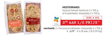Promoties Mediterraneo foccacia kruidenboter-mozzarella - Huismerk - Spar Retail - Geldig van 30/06/2022 tot 13/07/2022 bij Spar (Colruytgroup)