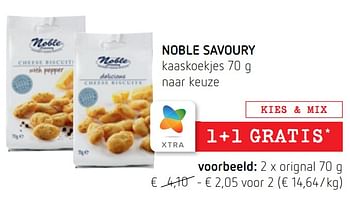 Promoties Noble savoury kaaskoekjes - Noble - Geldig van 30/06/2022 tot 13/07/2022 bij Spar (Colruytgroup)