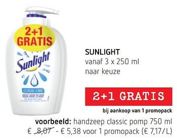 Promoties Sunlight handzeep classic pomp - Sunlight - Geldig van 30/06/2022 tot 13/07/2022 bij Spar (Colruytgroup)