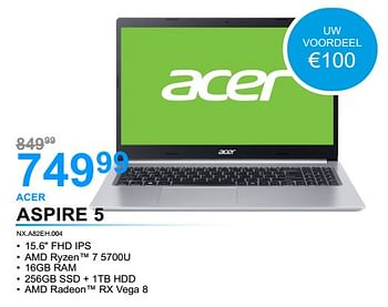 Promoties Acer aspire 5 nx.a82eh.004 - Acer - Geldig van 01/07/2022 tot 31/07/2022 bij Elektro Van Assche