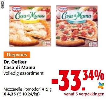 Promoties Dr. oetker casa di mama mozzarella pomodori - Dr. Oetker - Geldig van 29/06/2022 tot 12/07/2022 bij Colruyt