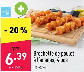 Promotions Brochette de poulet à l’ananas - Produit maison - Aldi - Valide de 04/07/2022 à 09/07/2022 chez Aldi