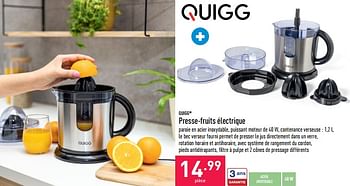 Promotions Quigg presse-fruits électrique - QUIGG - Valide de 06/07/2022 à 15/07/2022 chez Aldi