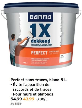 Promoties Perfect sans traces, blanc - Gamma - Geldig van 29/06/2022 tot 02/07/2022 bij Gamma