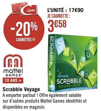 Promoties Scrabble voyage - Mattel - Geldig van 27/06/2022 tot 10/07/2022 bij Géant Casino