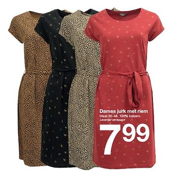 Promoties Dames jurk met riem - Huismerk - Zeeman  - Geldig van 02/07/2022 tot 08/07/2022 bij Zeeman
