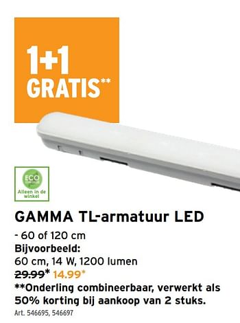 Promoties Gamma tl-armatuur led - Gamma - Geldig van 29/06/2022 tot 02/07/2022 bij Gamma