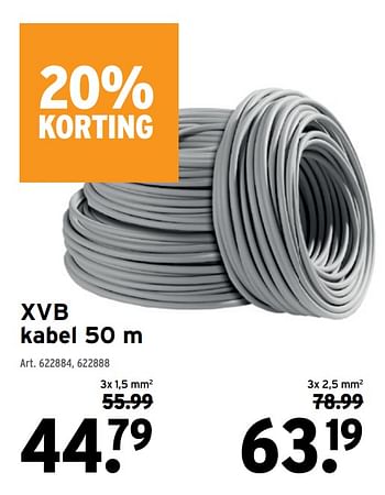 Promoties Xvb kabel - Huismerk - Gamma - Geldig van 29/06/2022 tot 02/07/2022 bij Gamma