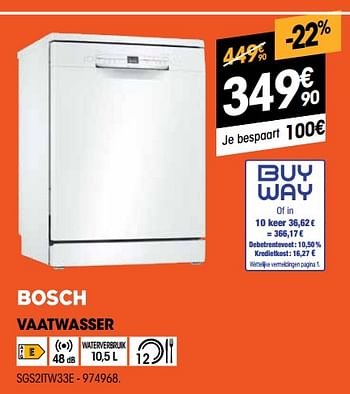 Promoties Bosch vaatwasser sgs2itw33e - Bosch - Geldig van 01/07/2022 tot 31/07/2022 bij Electro Depot
