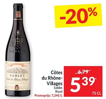 Promoties Côtes du rhône- villages sablet rood - Rode wijnen - Geldig van 05/07/2022 tot 10/07/2022 bij Intermarche