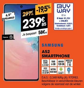 Promoties Samsung a52 smartphone - Samsung - Geldig van 01/07/2022 tot 31/07/2022 bij Electro Depot