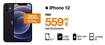 Promoties Apple iphone 12 - Apple - Geldig van 01/07/2022 tot 31/07/2022 bij Orange