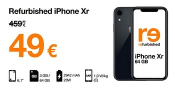 Promotions Apple refurbished iphone xr - Apple - Valide de 01/07/2022 à 31/07/2022 chez Orange