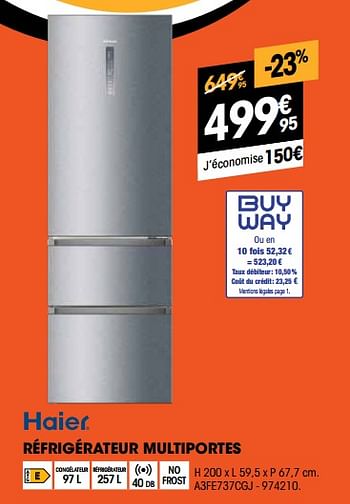Promotions Haier réfrigérateur multiportes a3fe737cgj - Haier - Valide de 01/07/2022 à 31/07/2022 chez Electro Depot