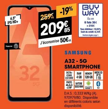 Promotions Samsung a32 - 5g smartphone - Samsung - Valide de 01/07/2022 à 31/07/2022 chez Electro Depot