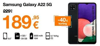 Promoties Samsung galaxy a22 5g - Samsung - Geldig van 01/07/2022 tot 31/07/2022 bij Orange
